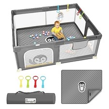 Baby Playpen for Babies and Toddlers with Mat, 71x59 inch Gray , PTC-180L