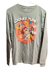 Looney Tunes Mineral Blue Graphic Long Sleeve Tee-Men’s Small