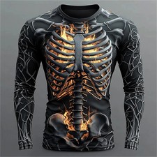 Mens Funny Skeleton Skull HALLOWEEN 3D Printed T-Shirt Cosplay Costume party