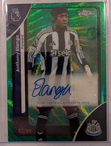 Anthony Elanga 2025-26 Topps Chrome Premier League Green Wave Auto /99 #CA-AE
