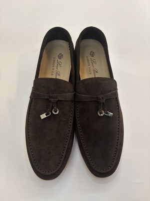 Loro Piana Summer Walk Brown Suede Loafers Men's EU 44 Comfort