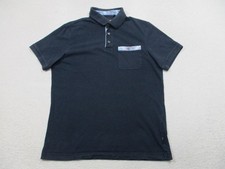 Barbour Polo Shirt Mens Medium Navy Blue Plaid Trim Pocket Casual Short Sleeve