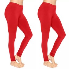 2 Pack Ladies Womens Plain Leggings Full Length Cotton Yoga Pants UK Size 8-30
