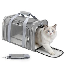 Zedkeys Cat Carrier Soft, Dog Carriers for 11.8"L x 11.8"W x 17.1"H, Gray
