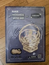 ROKR Starry Night Plywood Mechanical 3D Wooden Puzzle Music Box 84 Pieces - NEW