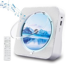 Portable Desktop CD Player Bluetooth 5.1 FM Radio USB AUX Remote White