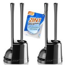 Toilet Plunger and Brush,2 Pack Bowl Brush and Heavy Duty Toilet Plunger Set ...