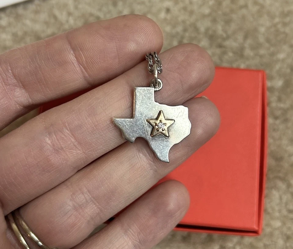 Collar James Avery Retirado Diamante Estrella de Texas Dije Plata Oro 18k Foto 4 de 4