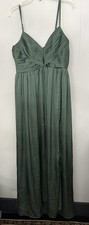Azazie 14 Sage Green Maxi Dress Ruched Chiffon Bridesmaid Wedding Formal