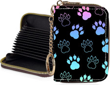 Credit Card Holder for Women,Small Rfid Wallet with Keychain Zipper,Cute PU Leat