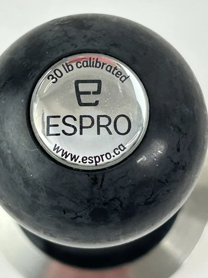 Manipulación de café espresso calibrado ESPRO 30 lb fuerza de apisonamiento negro 58 mm plano Foto 3 de 4