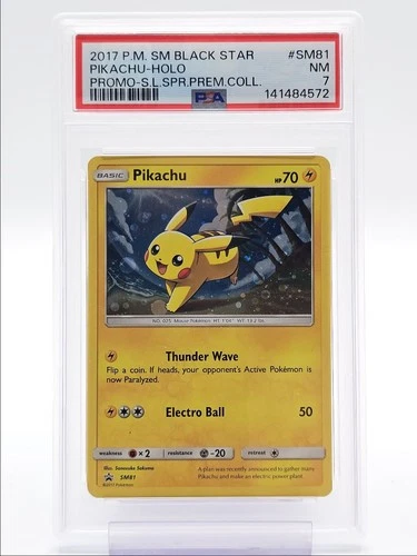 PIKACHU 2017 POKEMON SUN & MOON BLACK STAR PROMO HOLO #SM81 PSA 7 Q4444