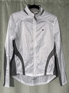 Women Large - Cycling Pearl Izumi  White, Full Zip Long Sleeve Lightweight