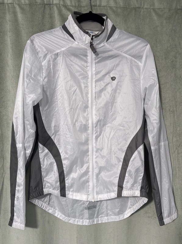 Women Large - Cycling Pearl Izumi  White, Full Zip Long Sleeve Lightweight