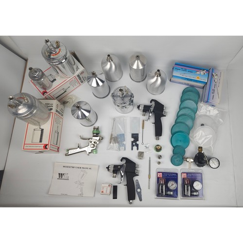 Graco G-1265 HVLP Spray Gun Lot w/ Siphon Cups Parts, Regulators & Accessories
