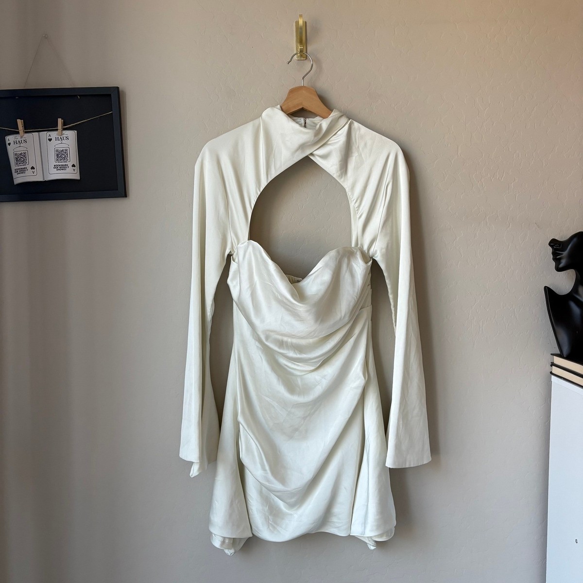 House of CB Dress Toira Satin Ivory Draped Corset Long Sleeve Mini Dress Size M | eBay House of CB Dress Toira Satin Ivory Draped Corset Long Sleeve Mini Dress Size M | eBay