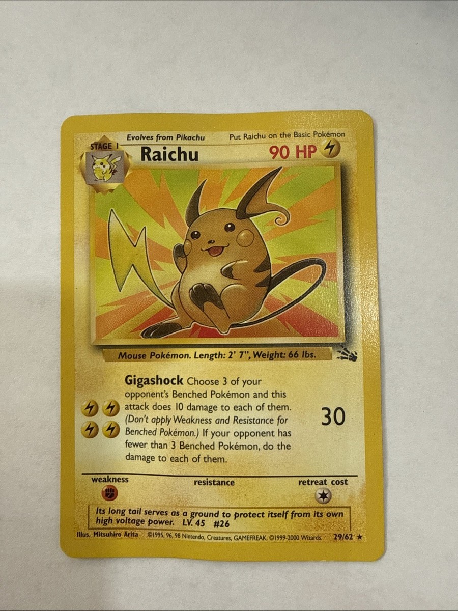 raichu rare card Raichu 16/130 Base Set 2 Holo Rare NM Pokemon Card