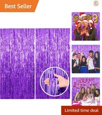 Set of 2 Purple Foil Streamers for Birthday, Halloween, New Events