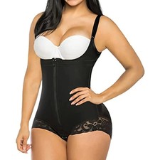 Waist Trainer Bodysuit Women Zipper Tummy Control Flat Belly Body Shaper