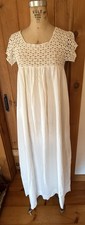 Antique White Cotton Long Chemise / Nightgown Hand Crocheted Bodice