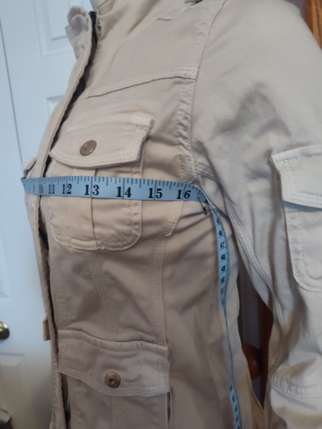 kenzie jeans Cream Colored Light Beige Utility Ja… - image 14