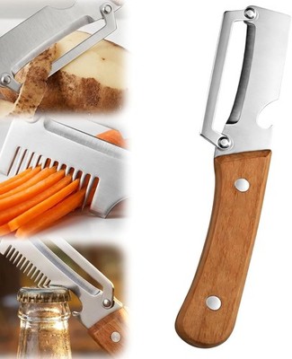 Stainless Steel Vegetable Peeler Set 2 Pcs Julienne Peeler Wood Handle Kitchen