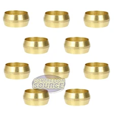 10 Pack 3/4" Compression Sleeve Solid Brass Ferrule for 3/4" Compression Tubing