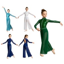 Kids Girls Jumpsuit Training Dancewear Performance Costume 2-piece Latin Jazz