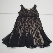 Whimsigoth Dress Womens Large Black Nude Lace Overlay Fit & Flare Sleeveless