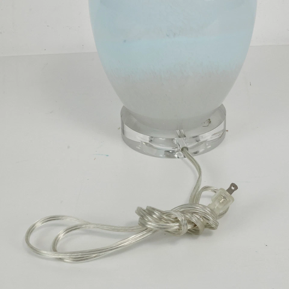 Lámpara de mesa de vidrio azul claro gris degradado vidrio soplado base acrílico lote de 2 Foto 4 de 4