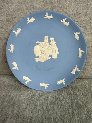 Wedgwood Jasperware Peter Rabbit Plate Blue White 6.5'' Vintage Beatrix Potter