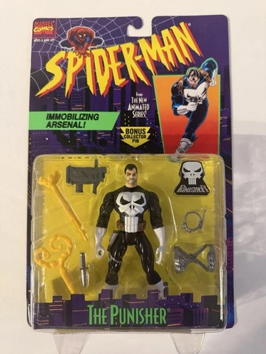 The Punisher Vintage ToyBiz 1995 Spider-Man Animated Series 5 Sealed MOC