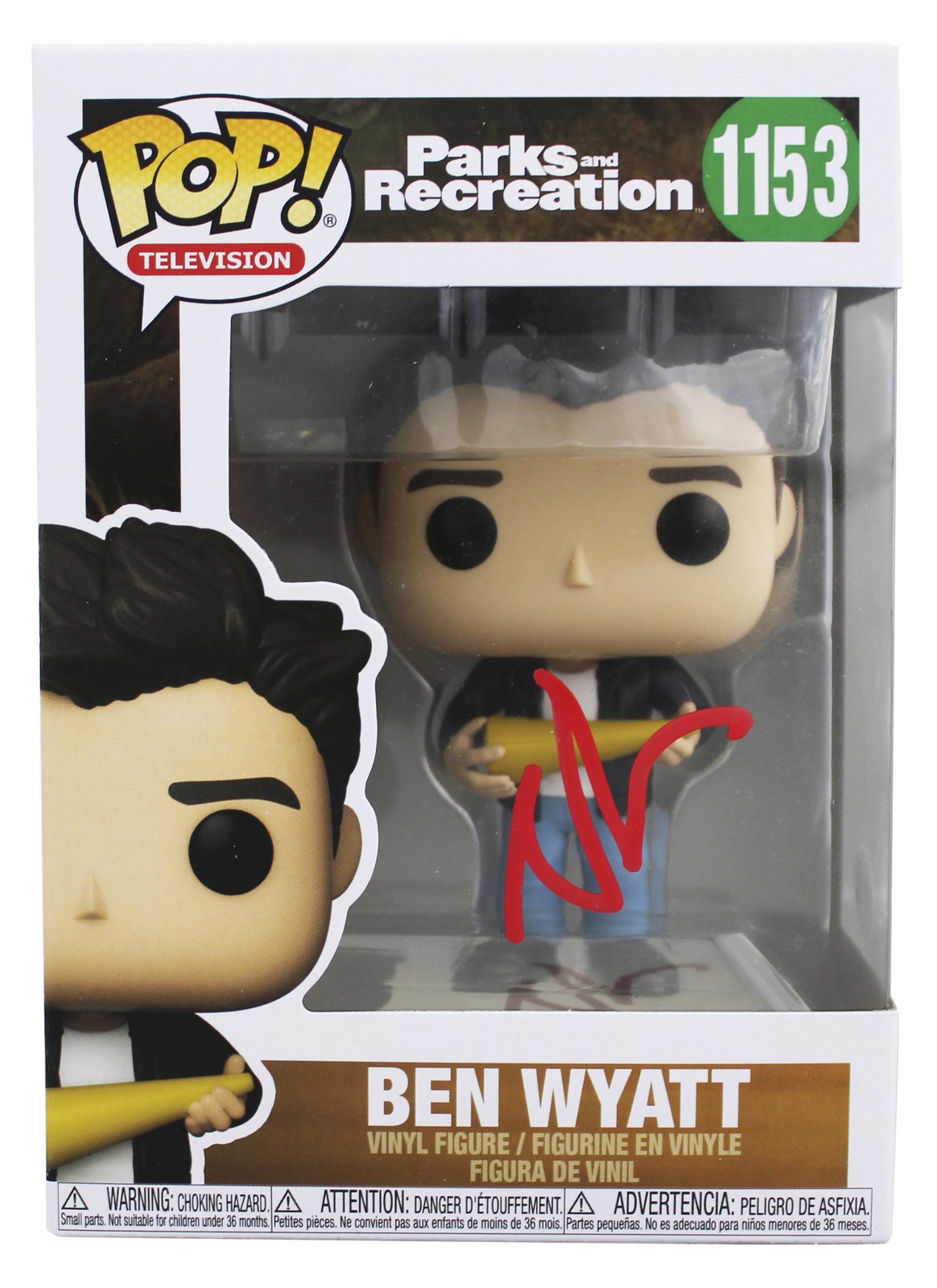 Adam Scott Parks & Recreation Signed Ben #1153 Funko Pop Figure JSA #CH64141 