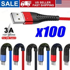 Braided USB Type-C USB-C to USB-A Fast Charge Cable Charger Lot Charging Cord