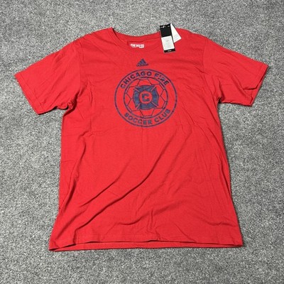 Chicago Fire Shirt Mens Large Red MLS Soccer Adidas The Go-To Tee T-Shirt Cotton