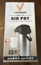 Airpot Coffee Dispenser with Pump Insulated Stainless Steel Coffee Carafe 85 Oz.