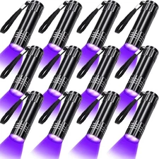 12PCS UV Blacklight Flashlights LED Handheld Mini Light Flashlight 395nm 9 LED