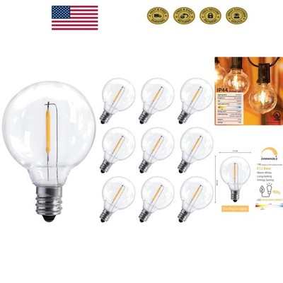 Warm White Dimmable G40 LED Bulbs - 1W, Waterproof, 10-Pack for Indoor/Outdoor