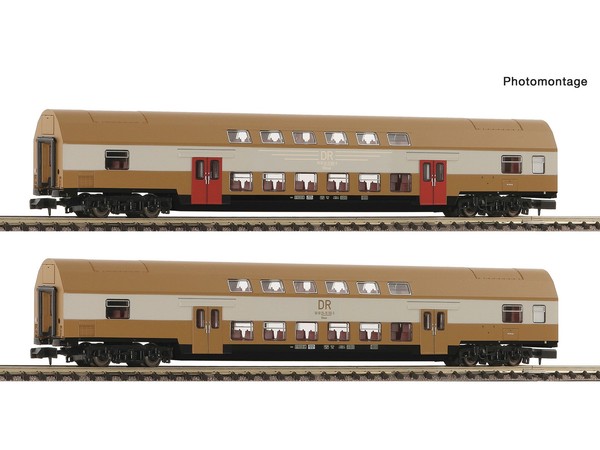 Fleischmann 6260075 - Personenwagen Set 2 Doppelstockwagen DR Ep.Iv 2-Teilig-image