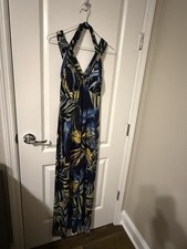Halter maxi dress, Connected Apparel, Black Gray abstract print Women’s size 16