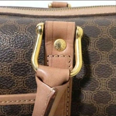 CELINE Macadam Pattern Mini Boston Bag Brown PVC Leather Authentic Vintage — image 17