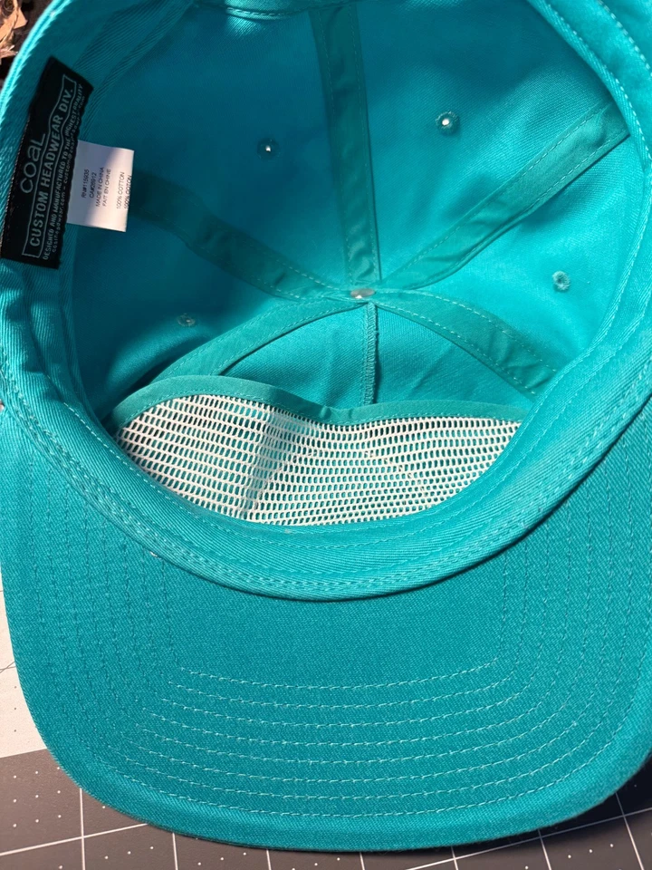 Coal CLOUDBURST BREWING 蓝绿色布贴平边帽,西雅图啤酒厂啤酒帽 — 第 2/4 张图片