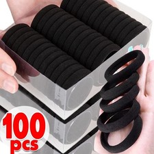 100PCS Black Hair Ties for Women No Damage Elastic Hair Bands for Thick hair