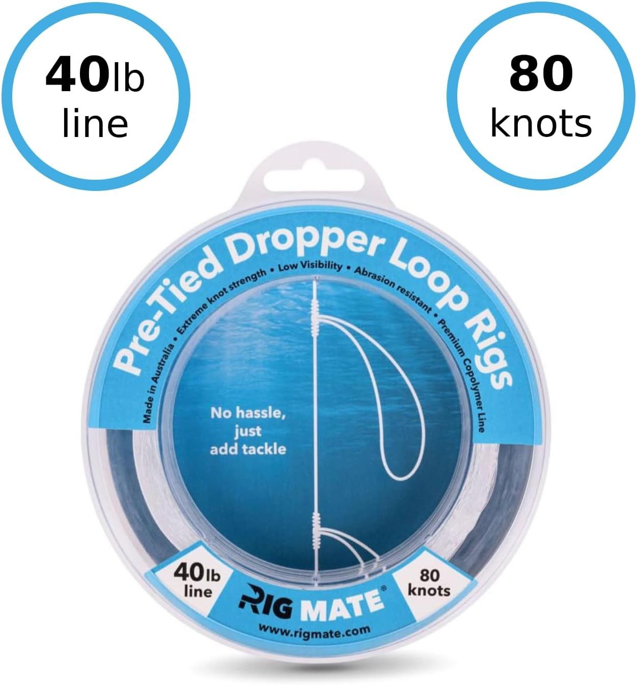 40 lb Pre-Tied Dropper Loop Rigs. Fishing Line Spool. Loops 18 Inches Apart w... - Image 3
