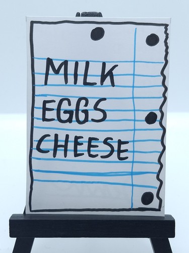 "A Floating Shopping List ACEO Original Art Card