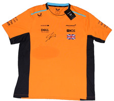 LANDO NORRIS SIGNED MCLAREN RACING F1 FORMULA F1 TEAM POLO SHIRT BAS BECKETT COA