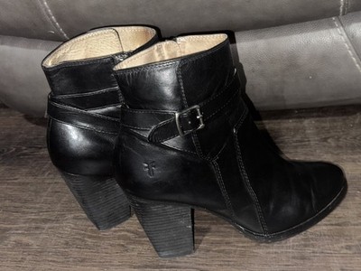 FRYE Patty Riding boots black leather USA 9.5M Block Heel 3in