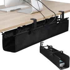 Under Desk Cable Management Tray Clamp On Wire Cable Organizer No Drill for Desk