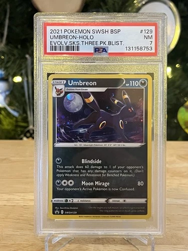 2021 Umbreon-Holo Evolving Skies Three Pack Blister PSA 7 NM