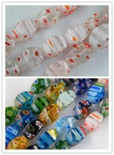 100 Millefiori Glass Twisty Beads 8x12mm 2colors-1 P403 P404